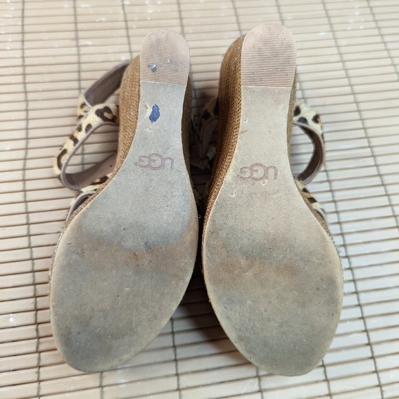 Ugg Jazmine Calf Hair Leopard Tooled Jute Platform sandals women sz 8. 317pmTh - Picture 10 of 10